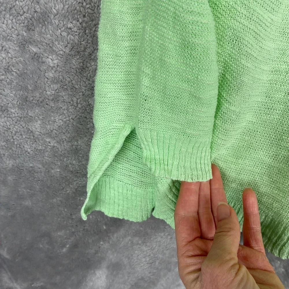 Eileen Fisher Sweater M Spring Green Organic Linen Cotton Pullover Tunic Knit - Picture 3 of 11